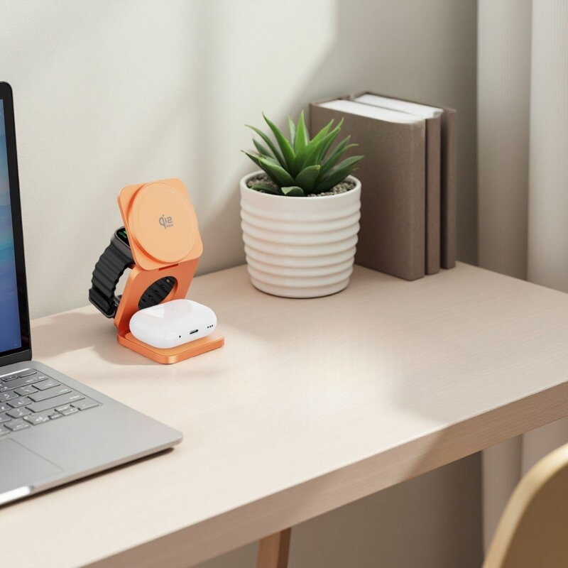 Cubenest Qi2.2 3 az 1-ben Összecsukható vezeték nélküli mágneses narancssárga töltő SQ312 Ultra