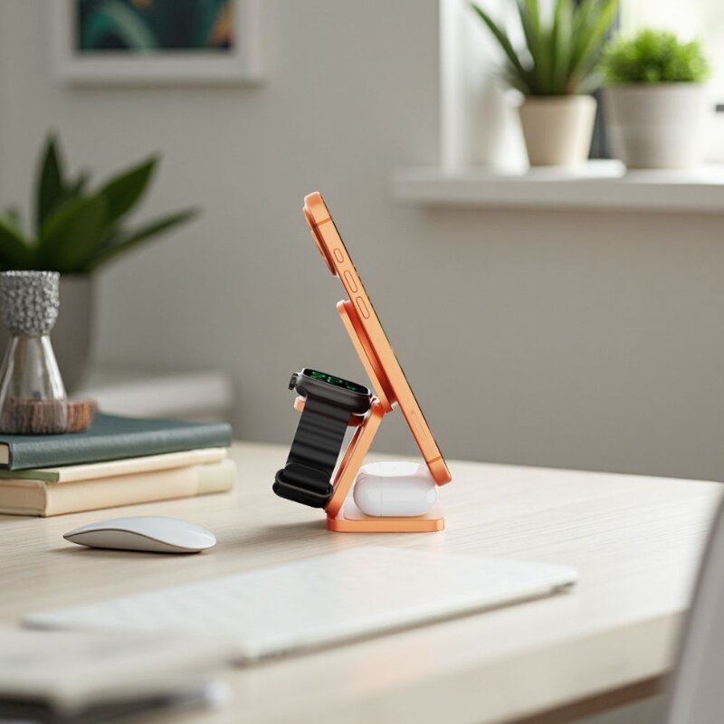 Cubenest Qi2.2 3 az 1-ben Összecsukható vezeték nélküli mágneses narancssárga töltő SQ312 Ultra