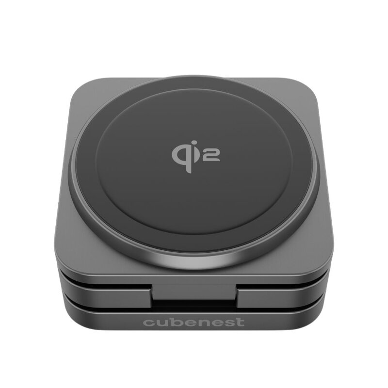 Cubenest Qi2 3 az 1-ben Összecsukható vezeték nélküli mágneses fekete töltő SQ312 Pro