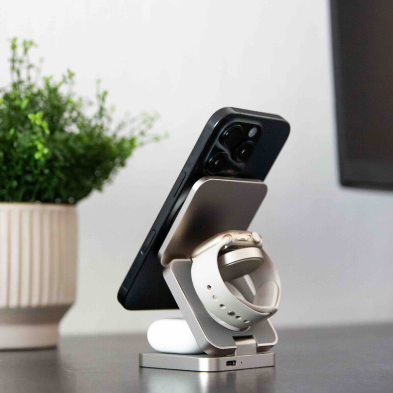 Cubenest Qi2.2 3 az 1-ben Összecsukható vezeték nélküli mágneses titán töltő SQ312 Pro