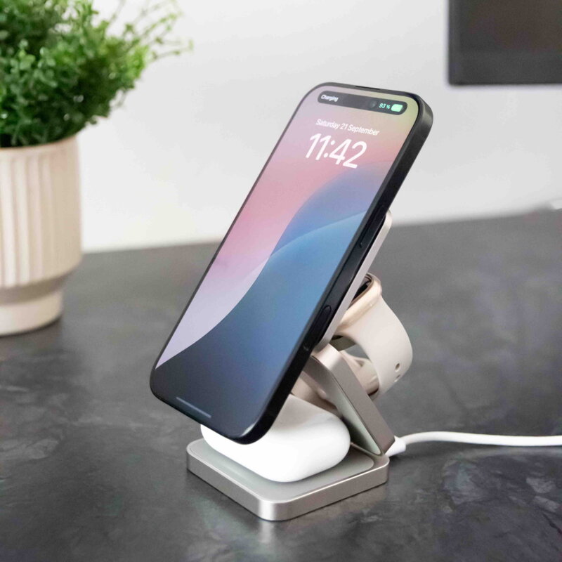 Cubenest Qi2.2 3 az 1-ben Összecsukható vezeték nélküli mágneses titán töltő SQ312 Pro