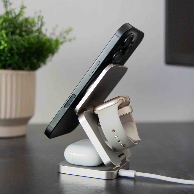 Cubenest Qi2.2 3 az 1-ben Összecsukható vezeték nélküli mágneses titán töltő SQ312 Pro